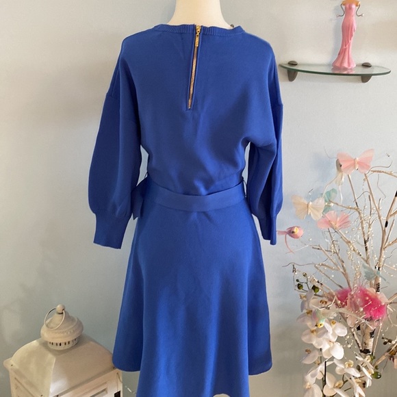 👗 Eliza J round  sleeve sweater Long floral dress style in blue 👗 - Picture 9 of 13